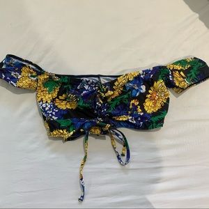 Urban outfitters off the shoulder lace up swim top